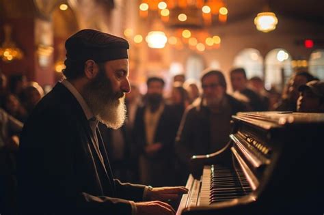 Premium AI Image | a priest plays piano in a church with other people ...