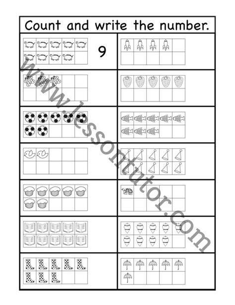 Ten Frames Numbers 1 10 Worksheet Kindergarten Lesson Tutor