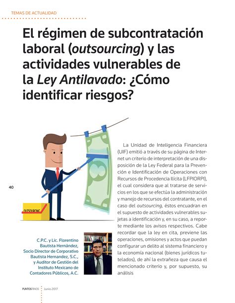 El Régimen De Subcontratación Laboral Outsourcing Y Las Actividades Vulnerables De La Ley