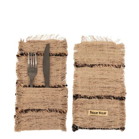 Portaposate Di Cotone Beige Nero Set Di Oh My Gee Maisons Du Monde