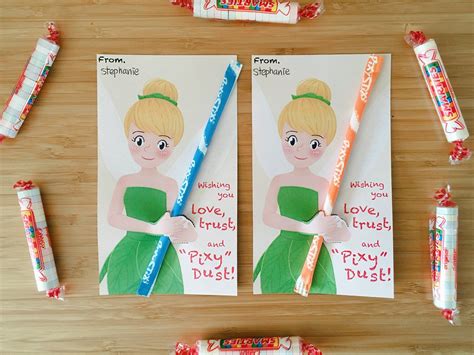 Tinker Bell Pixy Stix Holding Card Valentines Day Etsy Pixie Stix