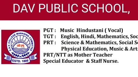 Dav Public School Teacher Vacancy Dav Vacancy Pgt Tgt Prt Non