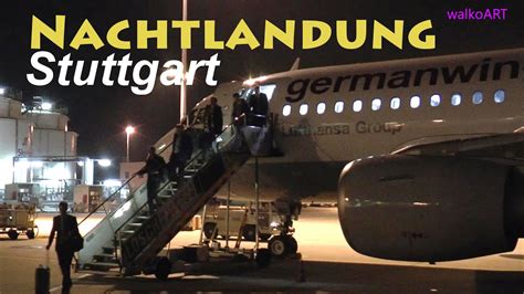 Nachtlandung Night Landing Stuttgart Airport Germanwings Airbus