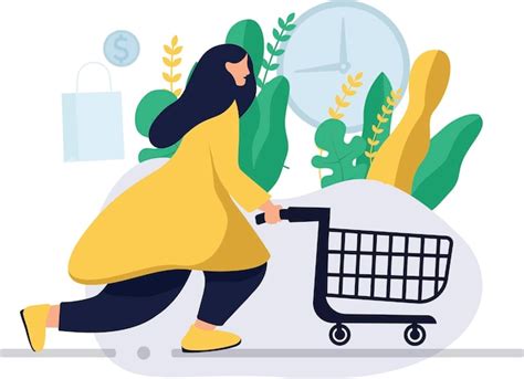 Compras en línea ilustración plana eps Vector Premium