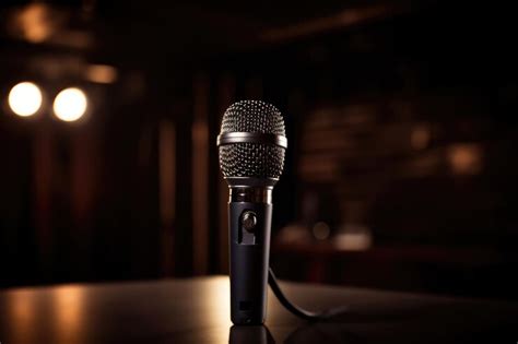 Premium AI Image | microphone on a stand up comedy stage with ...