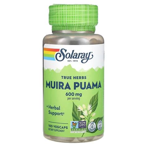 Solaray True Herbs Muira Puama 600 Mg 100 VegCaps 300 Mg Per Capsule