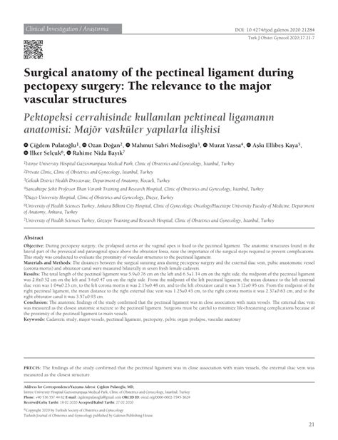 Surgical Anatomy of the Pectineal Ligament During Pectopexy Surgery ...