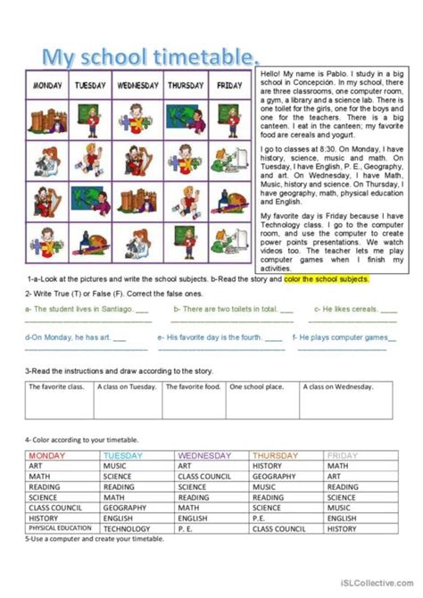 67 Timetable English Esl Worksheets Pdf And Doc