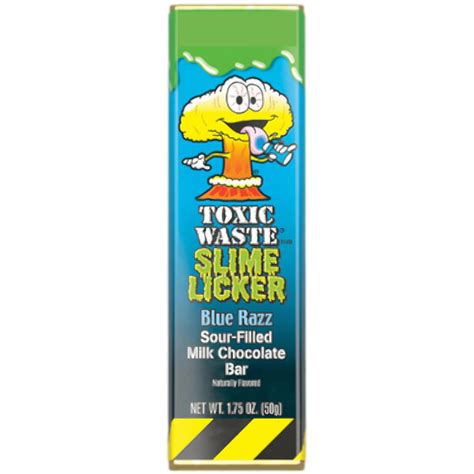 Toxic Waste Slime Licker Blue Razz Sour Filled Milk Chocolate Bar 50g