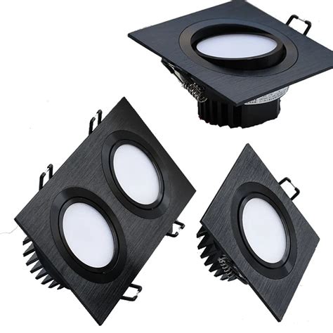 Black Square Led Ceiling Downlights Dimmable 2 10w 15w 20w 25w Double