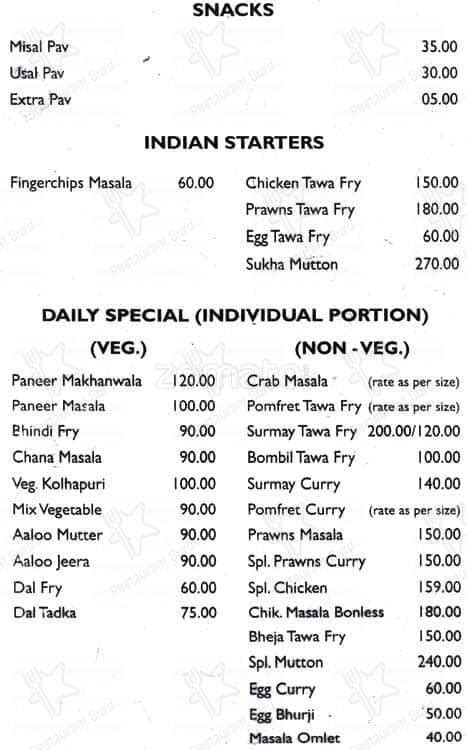 Menu at Revel, Mumbai, 195