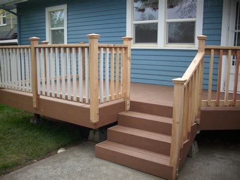 Deck With Posts Mounted On The Outside Porch Handrails Deck Stair Railing Deck Railing Design