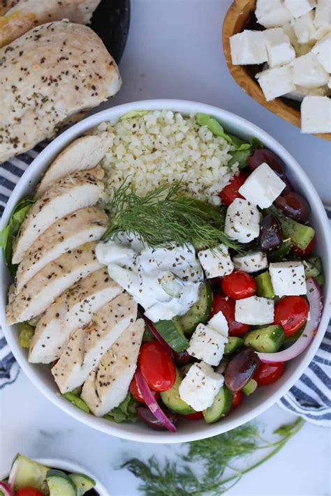 Greek Salad Bowl With Chicken Whole Lotta Yum