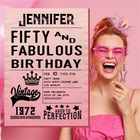 Bold Typography Pink Modern 50th Birthday Invitation Zazzle