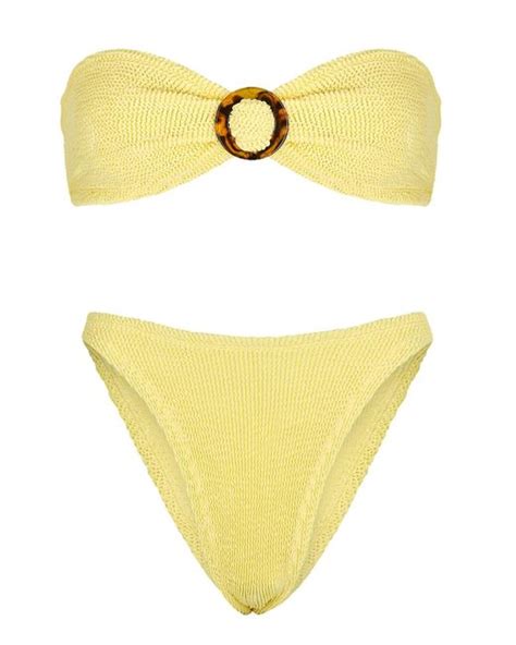 Hunza G Synthetic Flora Yellow Seersucker Bikini Lyst Uk