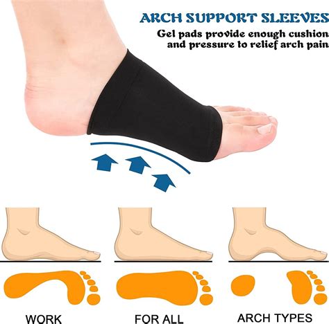 4 Pairs Compression Arch Support Sleeves With Gel Pad Inside Metatarsal