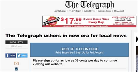 Nashua Telegraph goes almost all-digital - Granite Geek