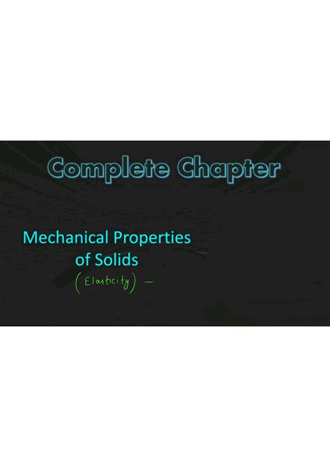 SOLUTION Mechanical Properties Of Solids Short Notes Neet Jee