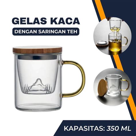 Jual Gelas Cangkir Teh Aesthetic Dengan Saringan Mug Kaca Infuser