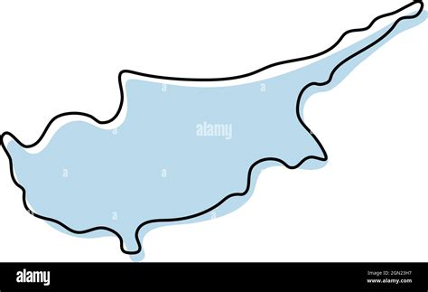 Stylized Simple Outline Map Of Cyprus Icon Blue Sketch Map Of Cyprus