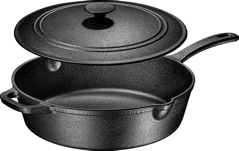 Enameled Cast Iron Skillet Deep Sauté Pan With Lid 12 Inch Duke Blue Superior Heat Retention