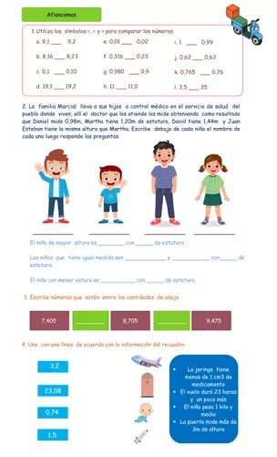 Actividades Orden De Números Decimales Material De La Siguiente Asignatura Matemáticas