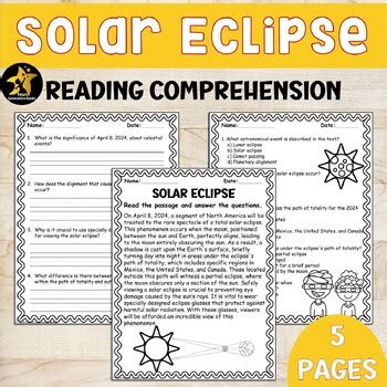 Solar Eclipse 2024 Reading Comprehension Passage Questions April 8