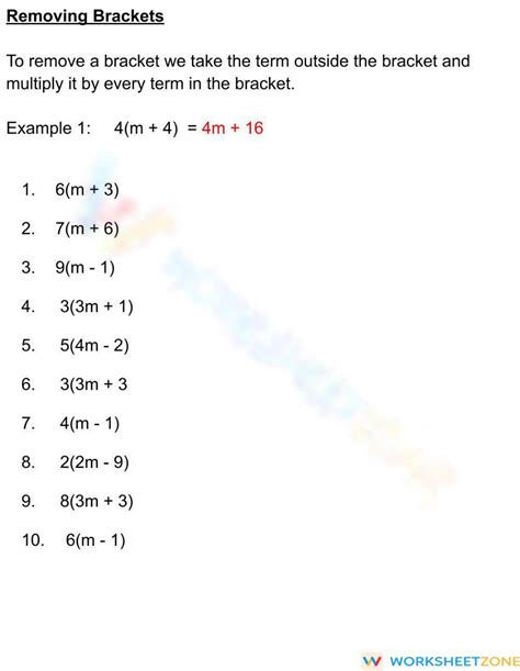 Expanding Brackets Worksheet