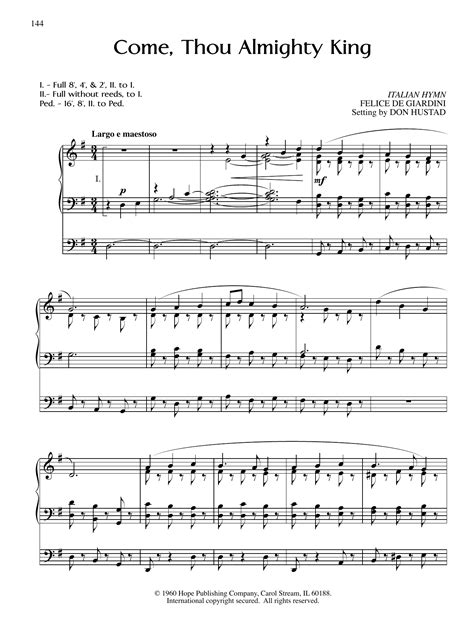 Don Hustad Come Thou Almighty King Sheet Music Notes Chords Sheet