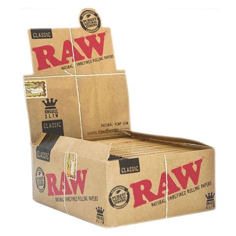 Raw Classic King Size Slim Natural Unrefined Rolling Papers Pack Of