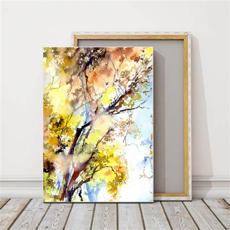 Golden Forest Painting Canvas Print Large Wall Art - Etsy