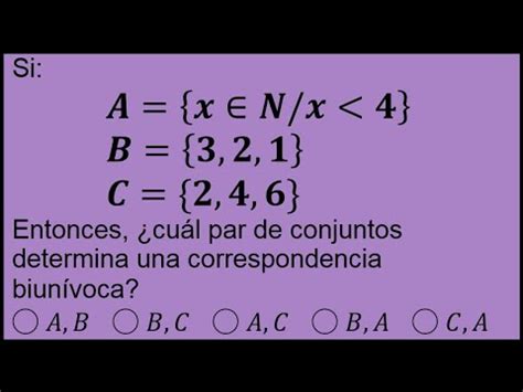 Ejercicio resuelto sobre conjuntos y correspondencia biunívoca YouTube