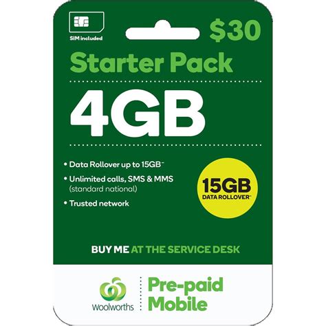 Woolworths Mobile 30 Prepaid Mobile Starter Pack Each Woolworths