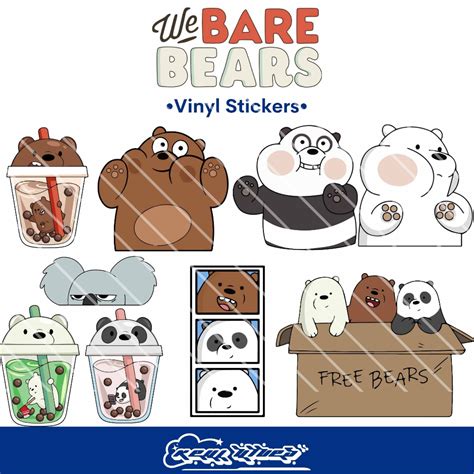 We Bare Bears Sticker Wbb Peeker Ice Bear Grizz Panpan Cartoons Vinyl Stickers Waterproof