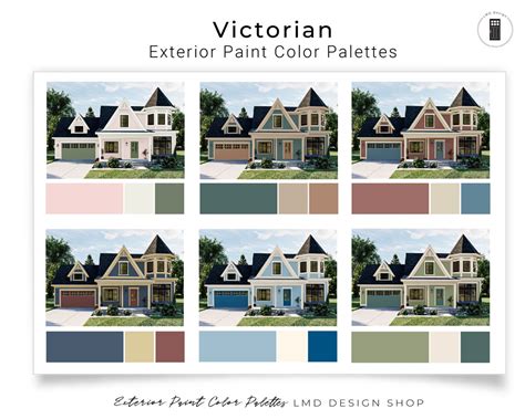 Victorian Exterior Paint Color Palettes House Paint Colors Etsy Uk