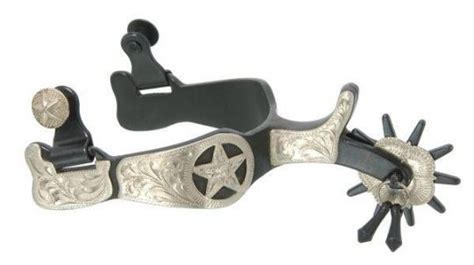 Jingle Bob Silver Star Western Spurs Silver Black Iron Silver