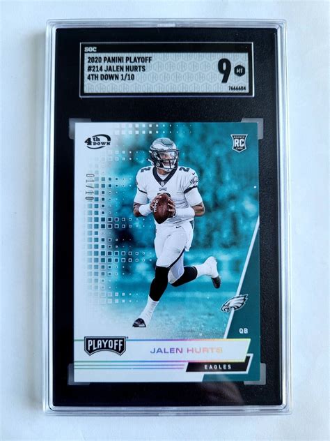 2020 PANINI PLAYOFF 4TH DOWN GOLD JALEN HURTS RC 1 10 SGC 9 1 1