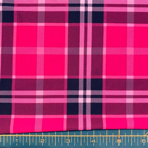 Pink Plaid Print Nylonspandex Fabric By The Yard Etsy