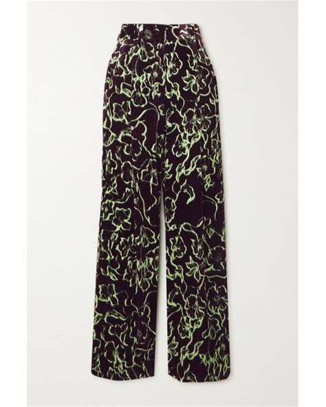 Dries Van Noten Floral Print Velvet Wide Leg Pants In Black Lyst