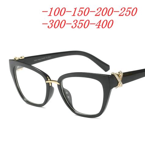 Diamond Myopia Sunglasses Photochromic Finished Women Myopia Eyeglasses Frame Prescription Lens