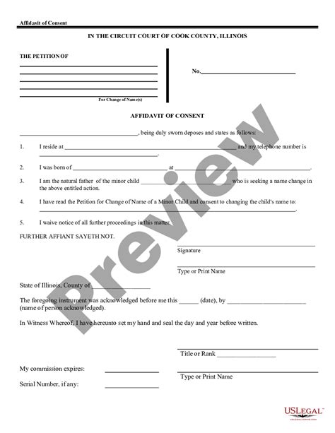 Illinois Affidavit Of Consent Us Legal Forms