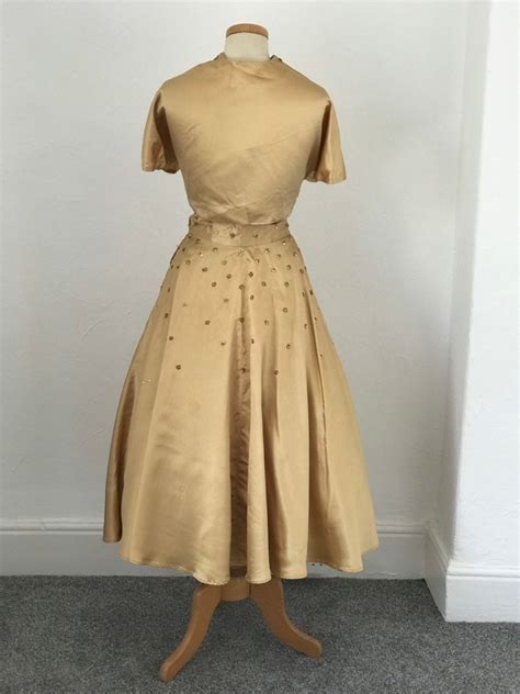 Vintage 1950s Gold Cocktail Dress Bolero Vivid Stylish 50s Goodwood