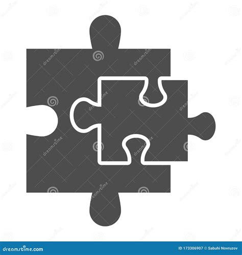 ícone Sólido De Adições De Quebra- Cabeça. Duas Peças De Quebra-cabeça