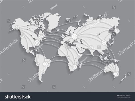 World Map Communications Technology Business Global Stock Illustration