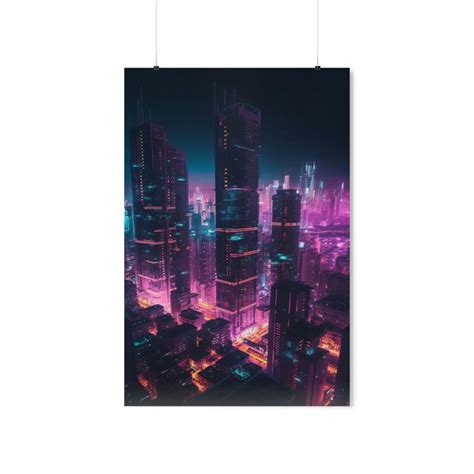 City Of The Future Poster Video Game Art Print Neon City Etsy