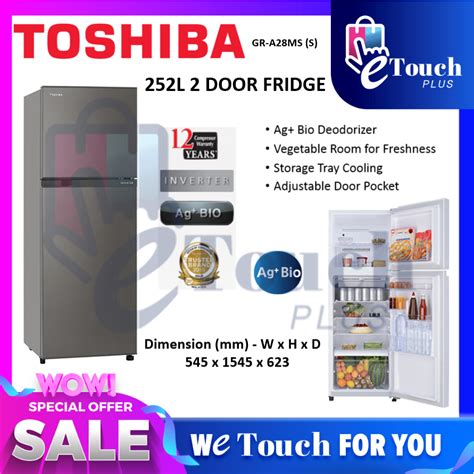 Toshiba 252l Ds Inverter 2 Door Refrigerator Gr A28msds Fridge Pgmall