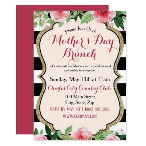 Elegant Mother’s Day Brunch Invitation Flat Card Zazzle Brunch Invitations Mothers Day