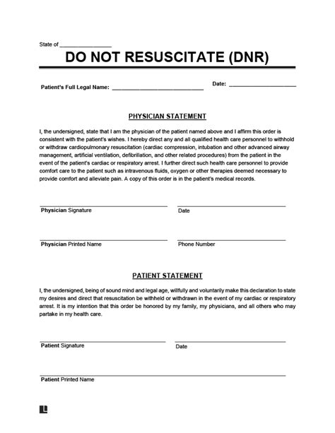 Free Printable Dnr Form