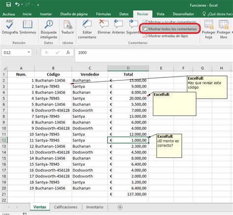 Comentarios En Excel Excelfull