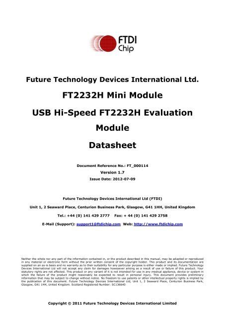 Ft2232h Mini Module Datasheet Ftdi